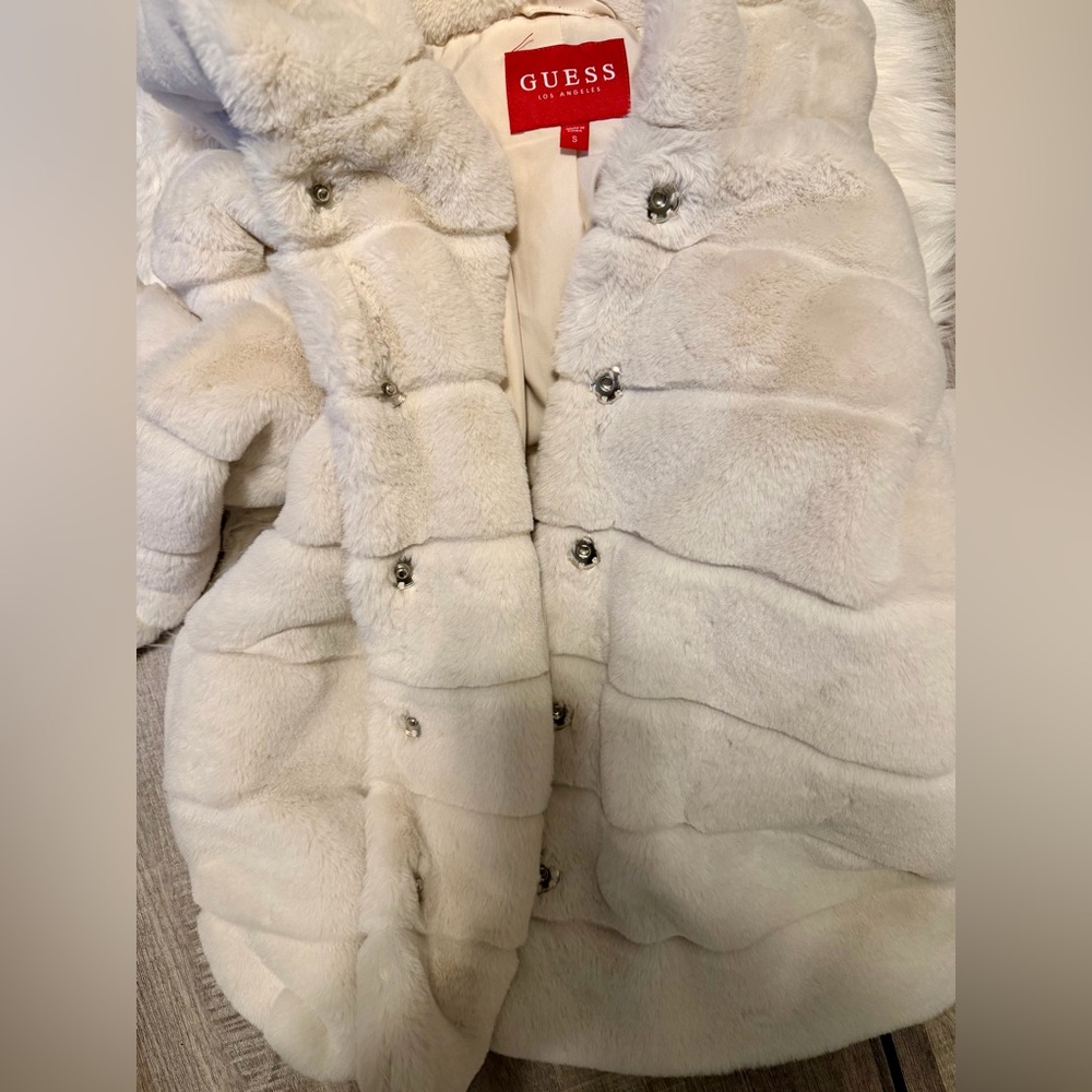 Brand New Guess White Fur Jacket
